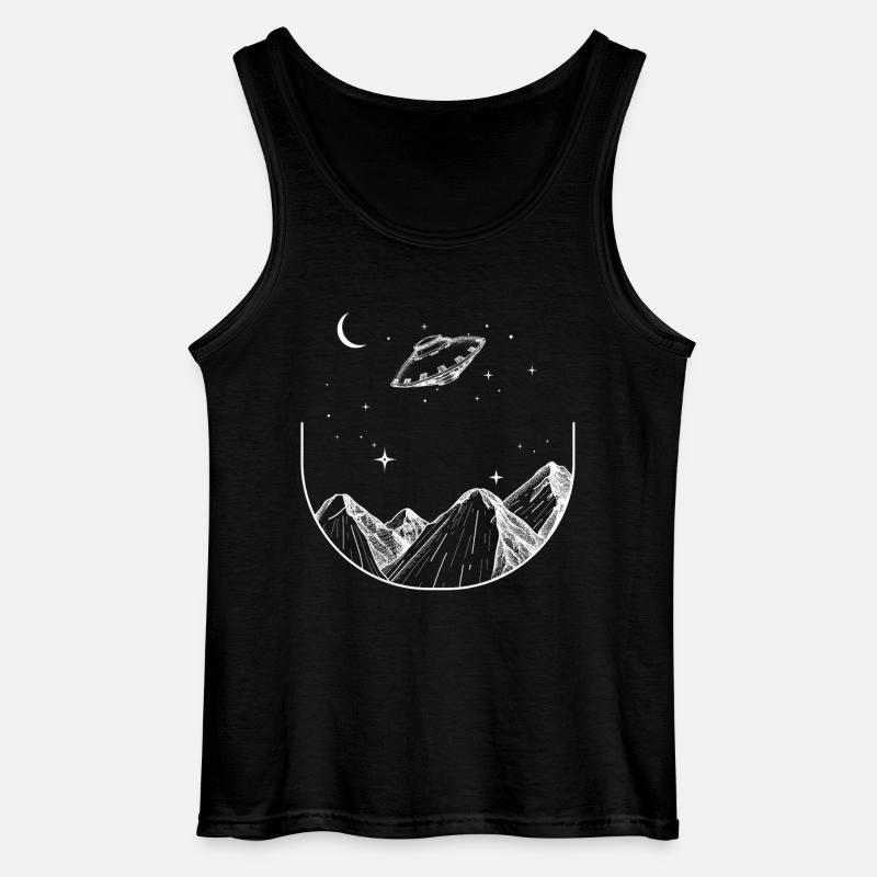 Berge Nachthimmel UFO - Gildan Männer Tank Top - Schwarz
