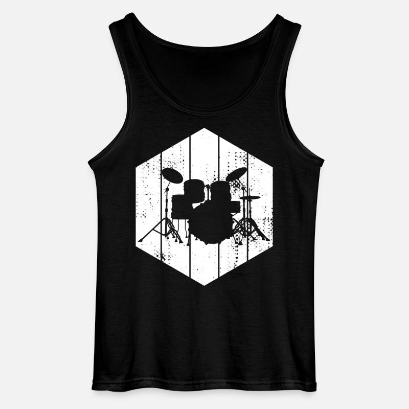Drum Set Drawing - Gildan Men’s Tank Top - black