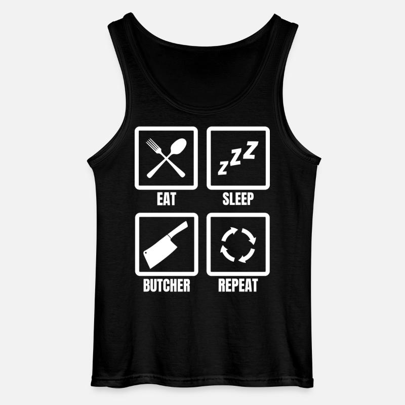 Eat Sleep Butcher Repeat - Gildan Männer Tank Top - Schwarz