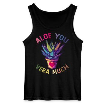Aloe You Succulent Plant Gardening Gardener - Gildan Men’s Tank Top - black - Front - AI Model Male 185 dark (185cm)