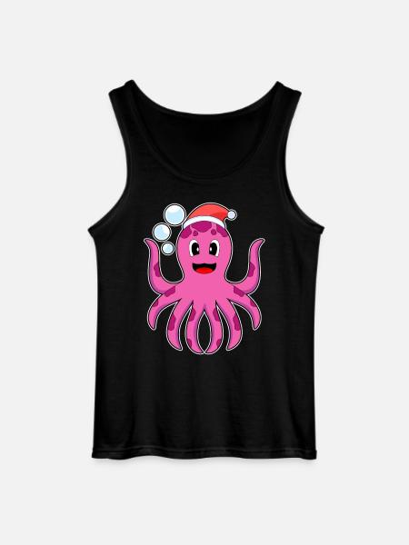 Octopus Christmas Santa Hat - Gildan Men’s Tank Top - black