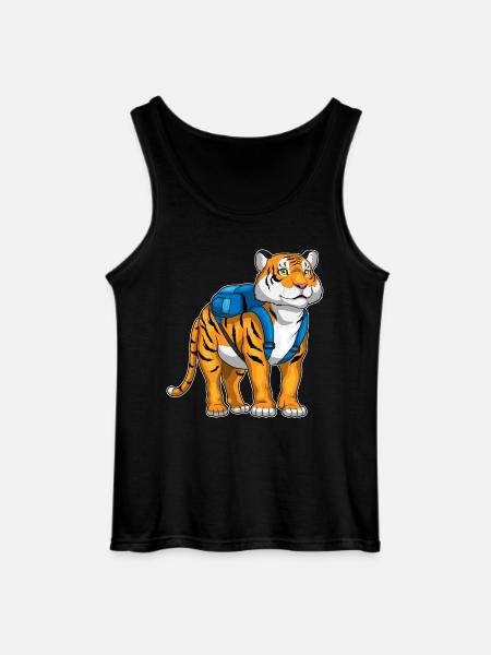 Tiger Student Backpack School - Gildan Men’s Tank Top - black