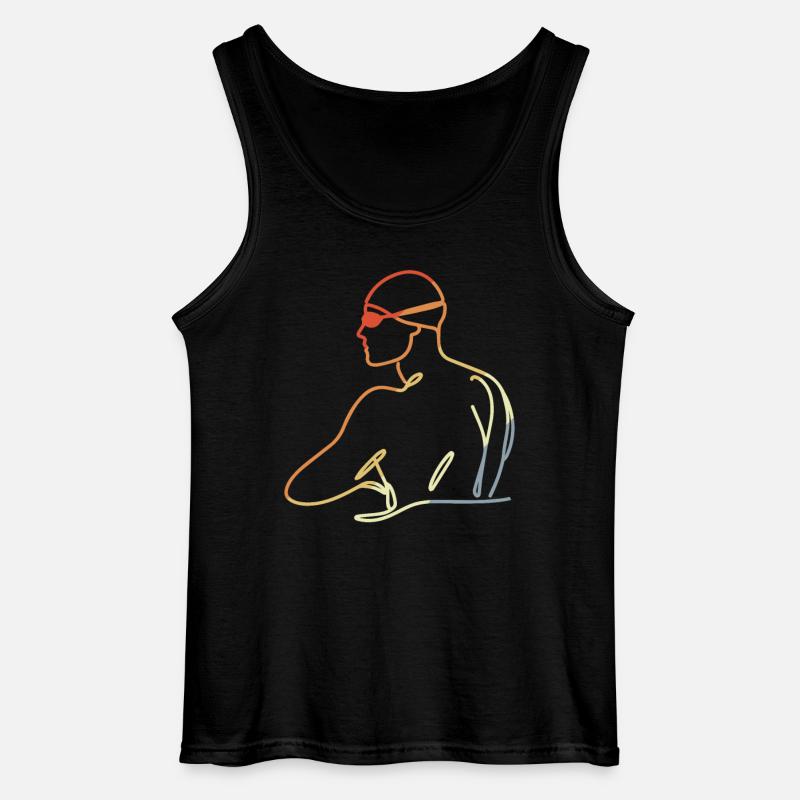 Professional Swimmer Drawing - Gildan Men’s Tank Top - black