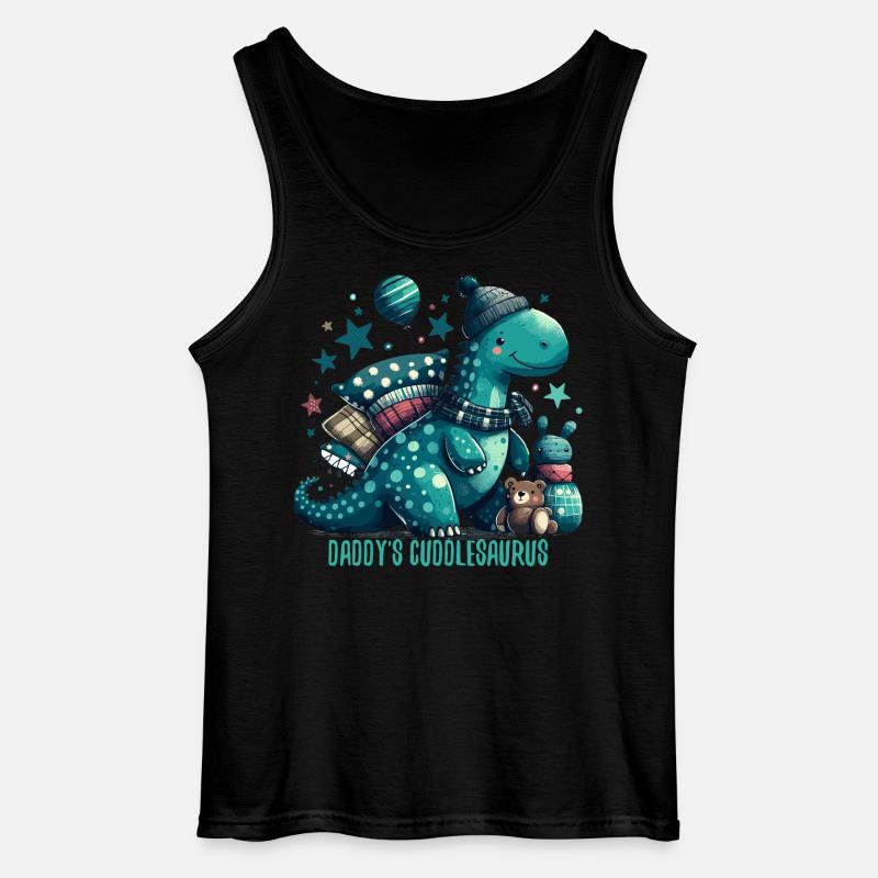Daddy’s Cuddlesaurus Kuschel-Dinosaurier Geschenk - Gildan Männer Tank Top - Schwarz