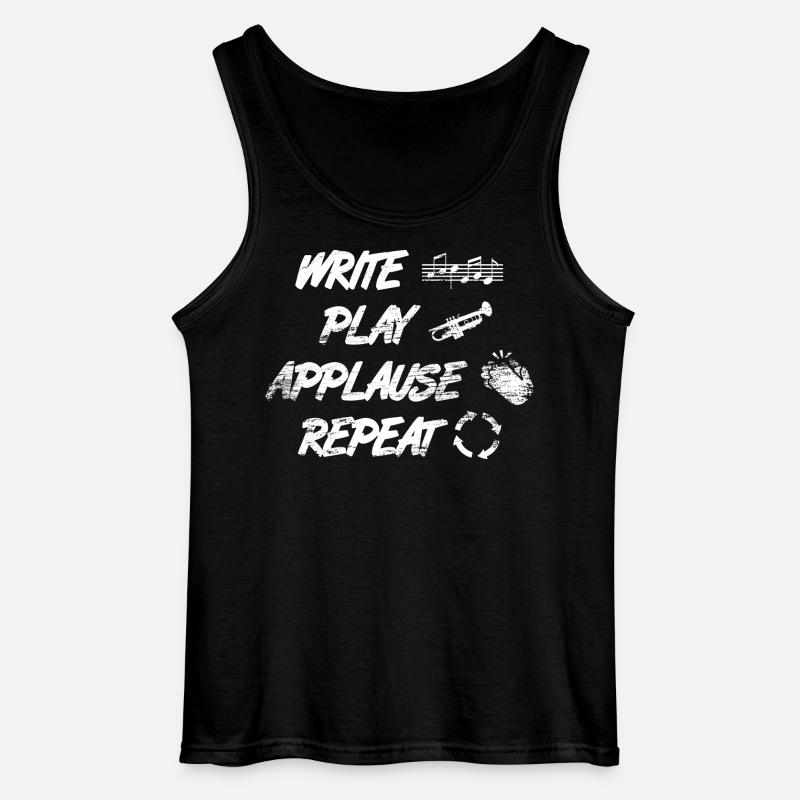writing, playing, applause, repeating - Gildan Men’s Tank Top - black