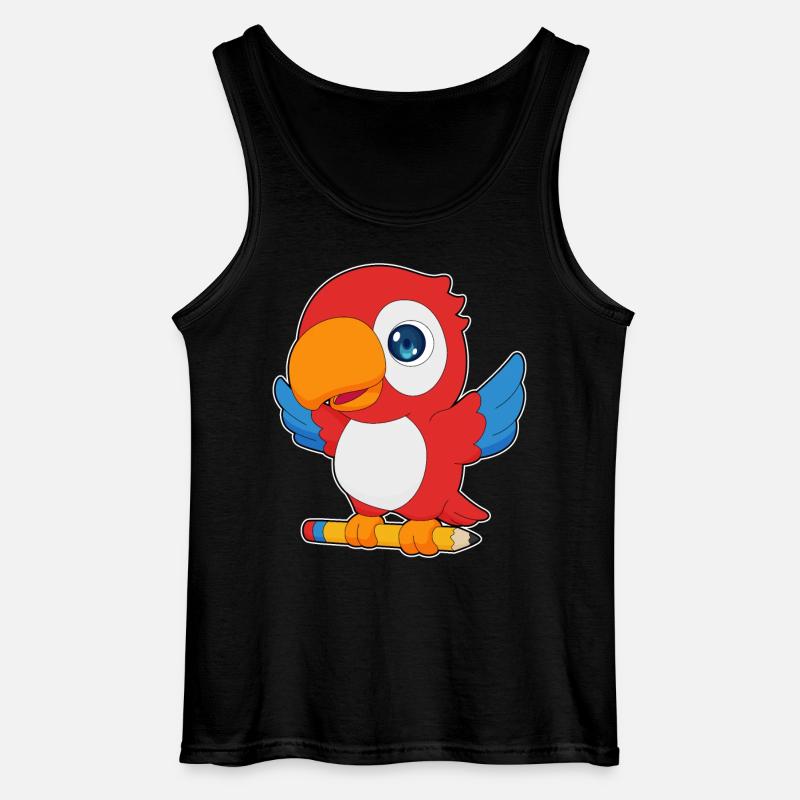 Papagei Schüler Bleistift Schule - Gildan Männer Tank Top - Schwarz