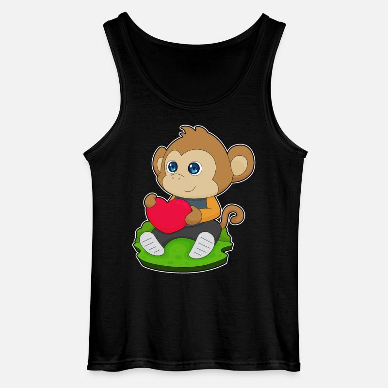 Affe Herz - Gildan Männer Tank Top - Schwarz