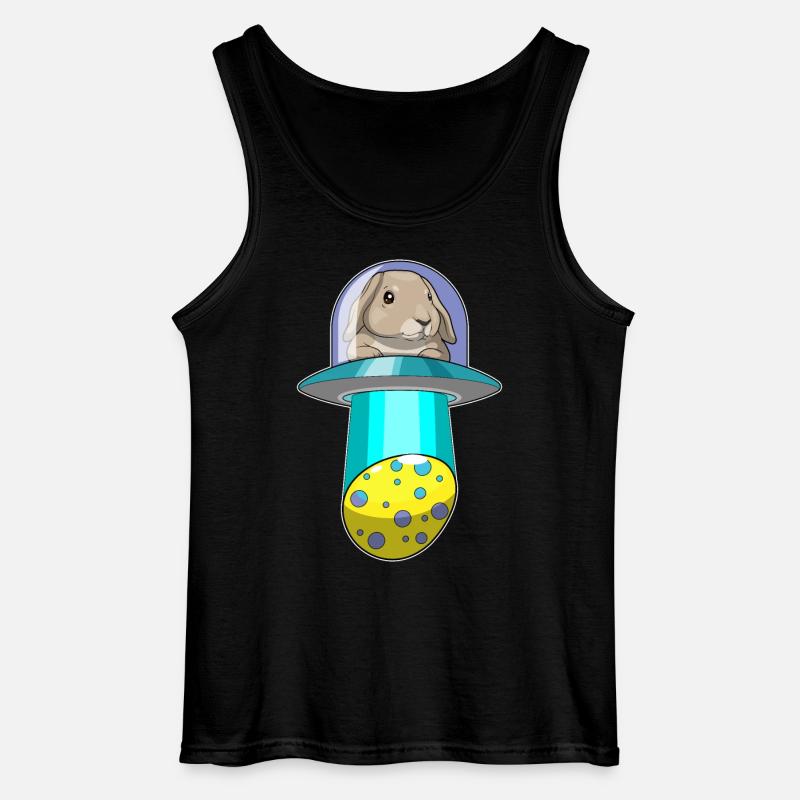 Bunny Easter Spaceship - Gildan Men’s Tank Top - black