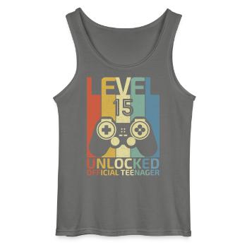 Level 15 Freigeschalteter offizieller Teenager - Gildan Männer Tank Top - Anthrazit - Vorne - AI Model Male 185 dark (185cm)
