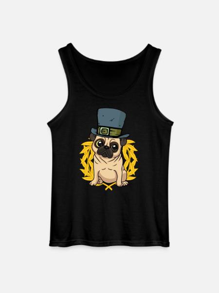 Dog Pug Hat Laurel Wreath - Gildan Men’s Tank Top - black