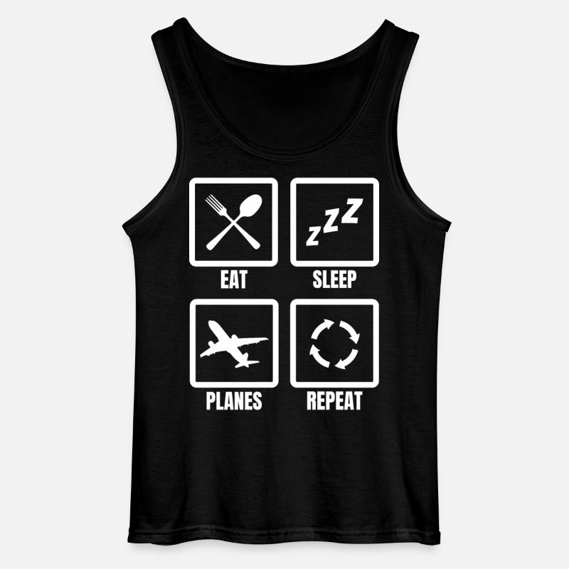 Eat Sleep Planes Repeat - Gildan Männer Tank Top - Schwarz
