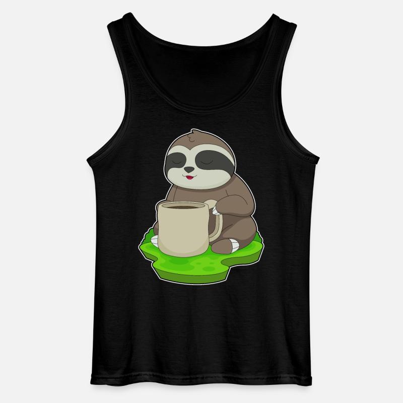 Faultier Tasse Kaffee - Gildan Männer Tank Top - Schwarz