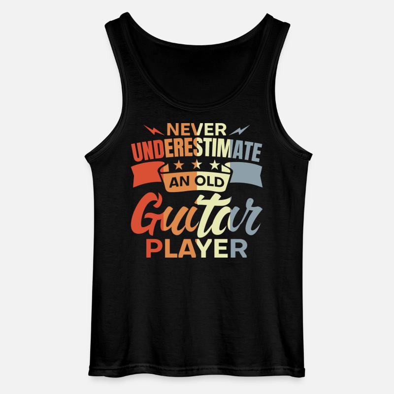 Never Underestimate An Old Guitar Player - Gildan Men’s Tank Top - black