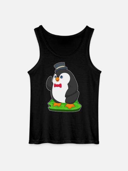 Penguin Groom Top Hat Wedding - Gildan Men’s Tank Top - black