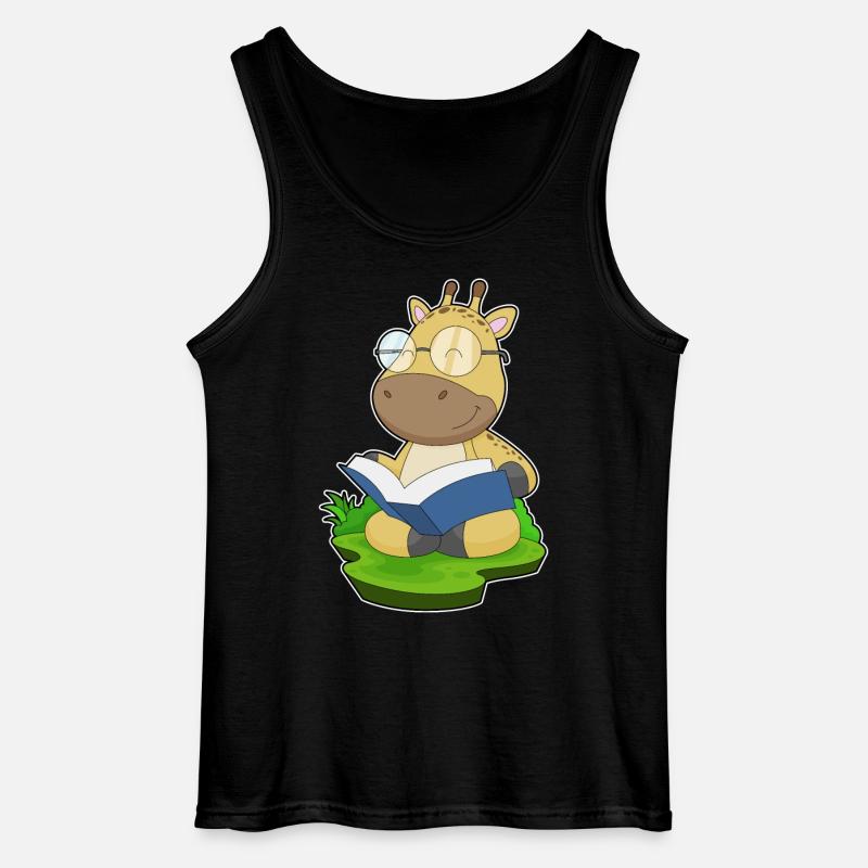 Giraffe Nerd Buch Brille - Gildan Männer Tank Top - Schwarz