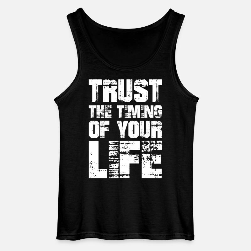 Vertraue auf das Timing deines Lebens - Gildan Männer Tank Top - Schwarz