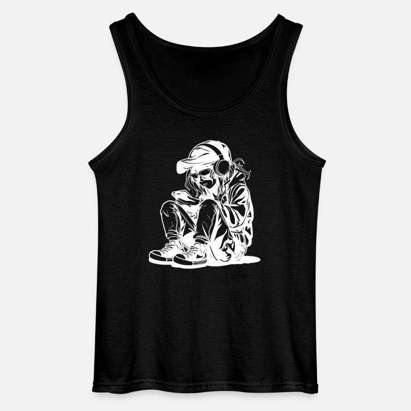 Video Game Lover Drawing - Gildan Men’s Tank Top - black