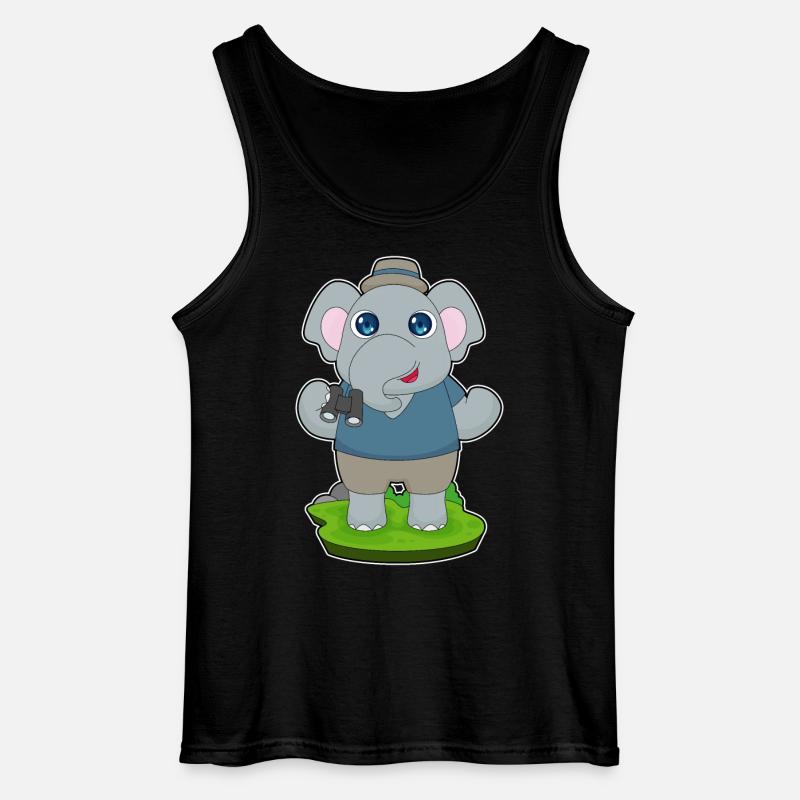 Elephant Binoculars - Gildan Men’s Tank Top - black