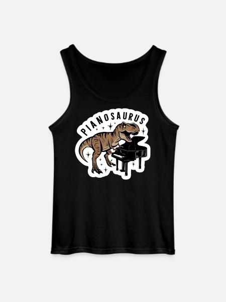 Pianosaurus Dino Piano Player - Gildan Men’s Tank Top - black