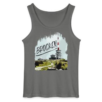 Brocken transmitter and second-hand shop - Gildan Men’s Tank Top - charcoal grey - Front - AI Model Male 185 dark (185cm)