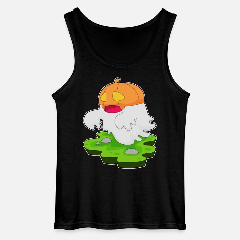 Ghost Halloween Pumpkin - Gildan Men’s Tank Top - black