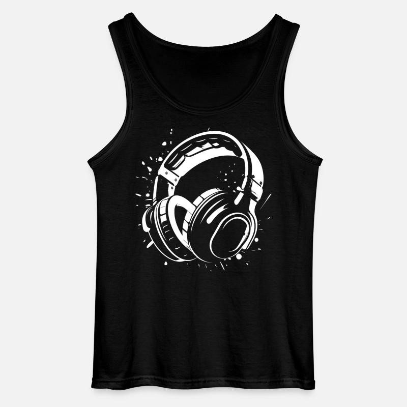Dj Kopfhörer Skizze - Gildan Männer Tank Top - Schwarz