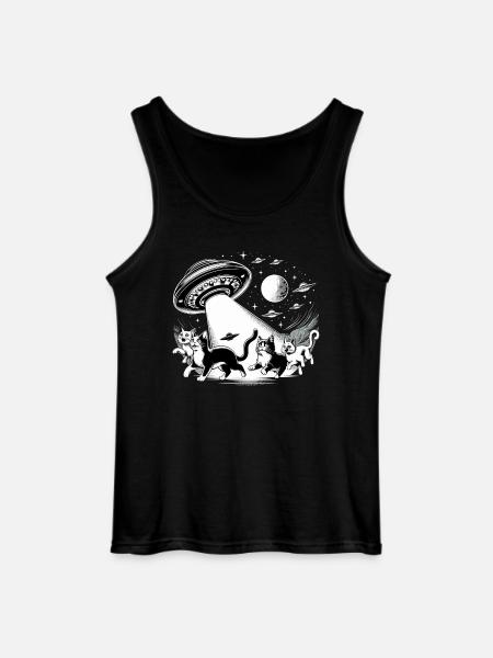 Alien Ufos Ufo Cat Cats Gift - Gildan Men’s Tank Top - black