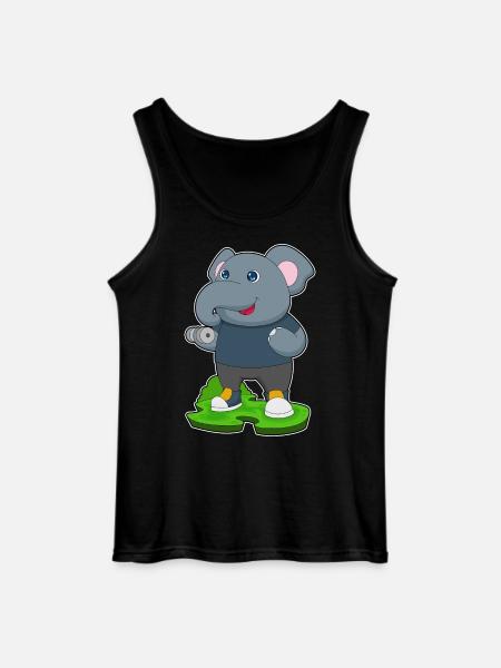 Bodybuilding éléphant avec haltères - Débardeur Gildan Homme - noir