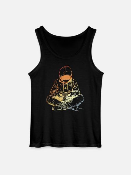 Gamer Drawing Retro Look - Gildan Men’s Tank Top - black