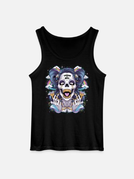 Glittering skeleton skull with rainbow - Gildan Men’s Tank Top - black