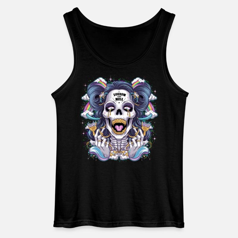 Glitzernder Skelettschädel mit Regenbogen - Gildan Männer Tank Top - Schwarz