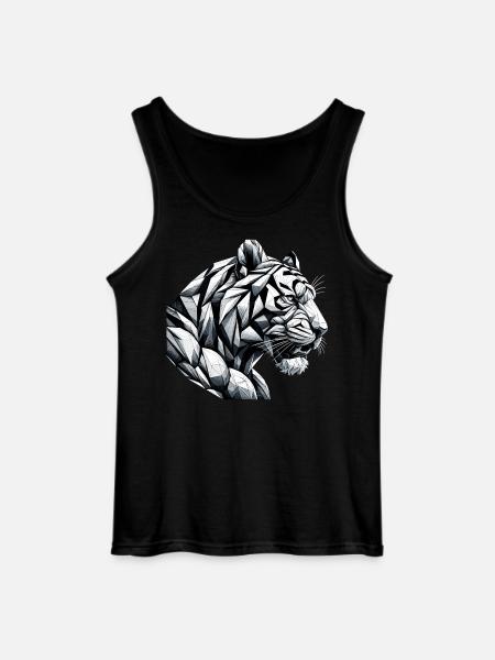 Tiger Head Geometric Geometry Gift - Gildan Men’s Tank Top - black