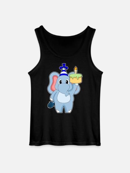 Elephant Birthday Cake - Gildan Men’s Tank Top - black