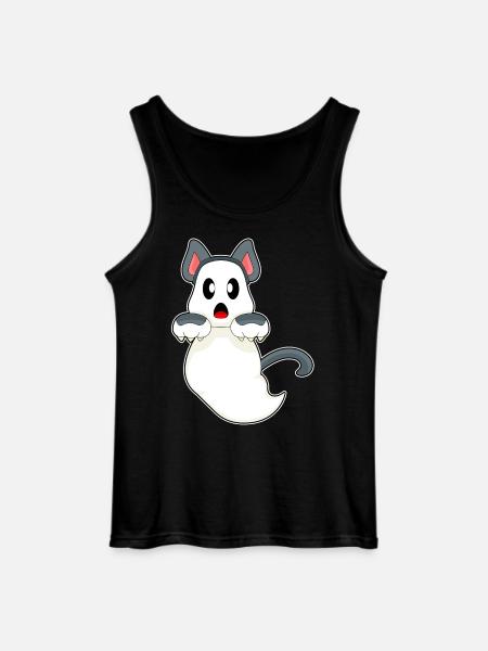 Cat Halloween Ghost - Gildan Men’s Tank Top - black