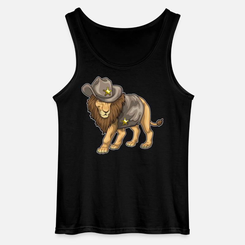 Lion Sheriff Sheriff's Hat - Gildan Men’s Tank Top - black