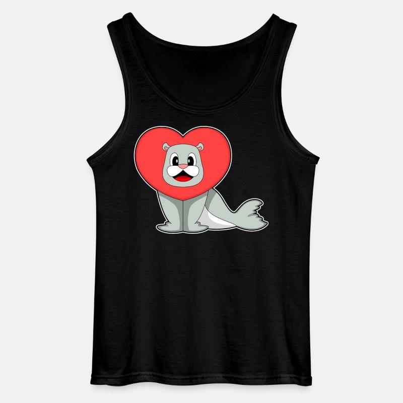 Seehund Herz - Gildan Männer Tank Top - Schwarz