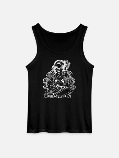Gaming Girl Drawing - Gildan Men’s Tank Top - black