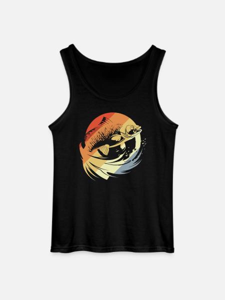 Fish Graphic Retro Look - Gildan Men’s Tank Top - black
