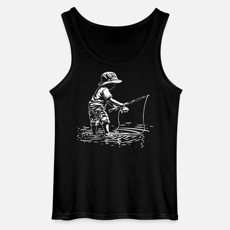 Angler Junge - Gildan Männer Tank Top - Schwarz