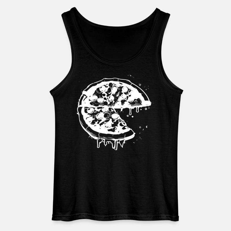 Pizza Zeichnung - Gildan Männer Tank Top - Schwarz
