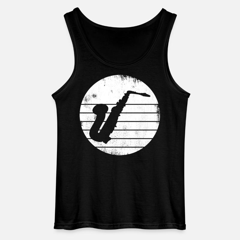 Saxophon Zeichnung - Gildan Männer Tank Top - Schwarz