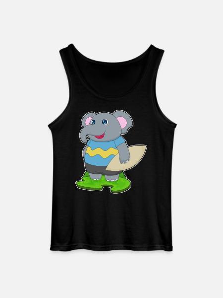 Elephant Surfing Surfboard Summer - Gildan Men’s Tank Top - black