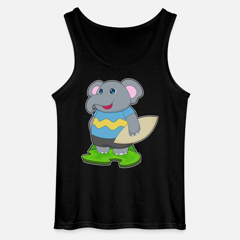 Elefant Surfen Surfbrett Sommer - Gildan Männer Tank Top - Schwarz