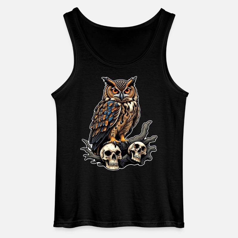 Eule sitzt auf Skulls - Gildan Männer Tank Top - Schwarz
