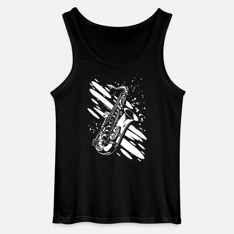 Saxophon - Gildan Männer Tank Top - Schwarz