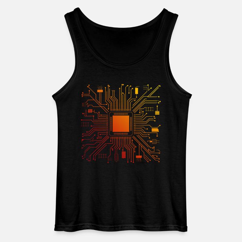 Tech Computer Motherboard Abstract Microchip - Gildan Men’s Tank Top - black