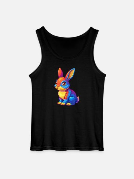 kanin, farverig, kawaii, tegneseriefigur Clipart - Gildan tanktop til mænd - sort