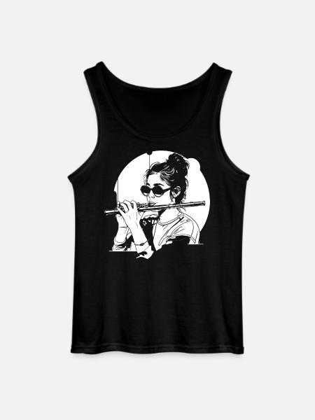 Drawing flutist - Gildan Men’s Tank Top - black