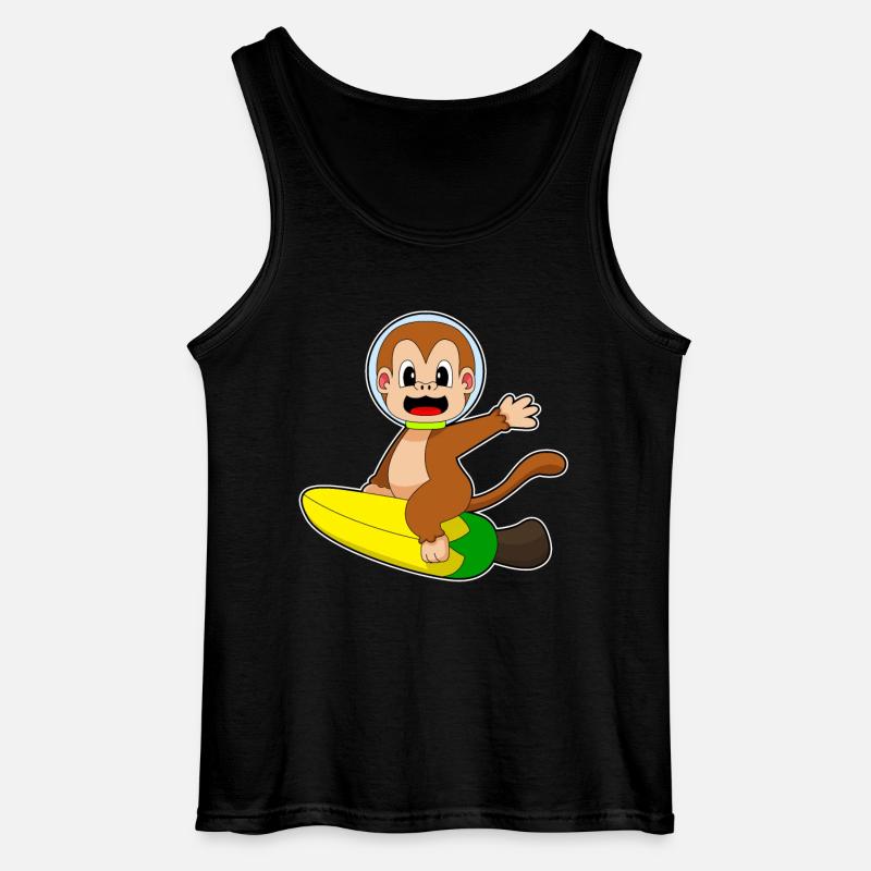 Monkey Banana Astronaut - Gildan Men’s Tank Top - black