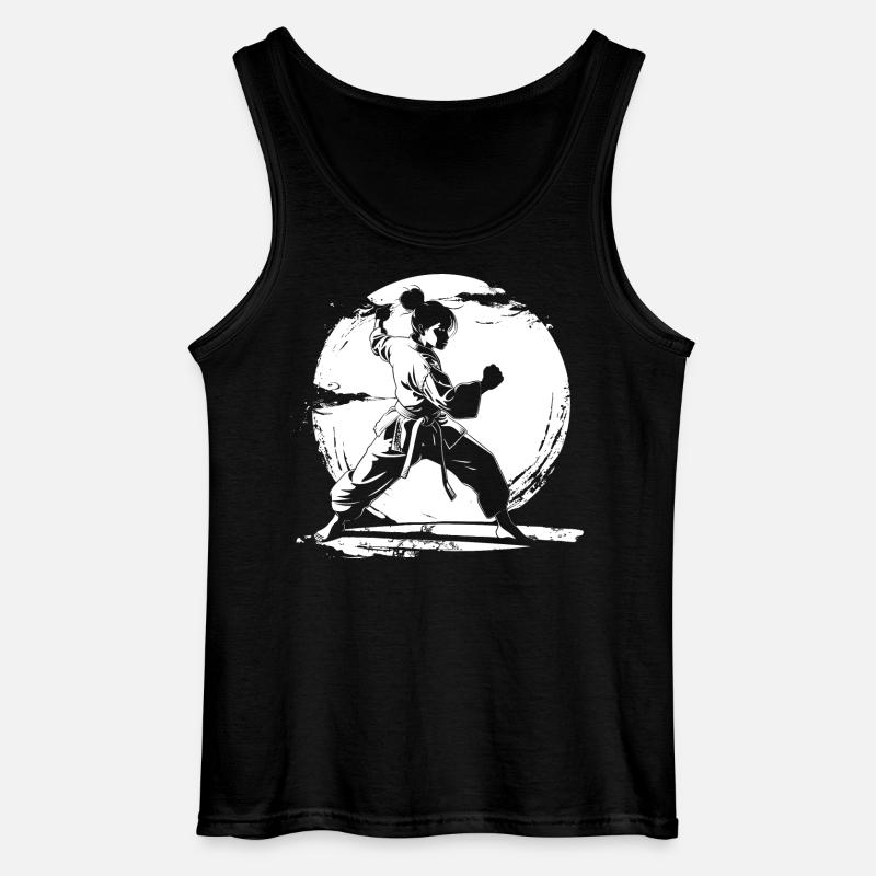 Karate Mädchen Zeichnung - Gildan Männer Tank Top - Schwarz